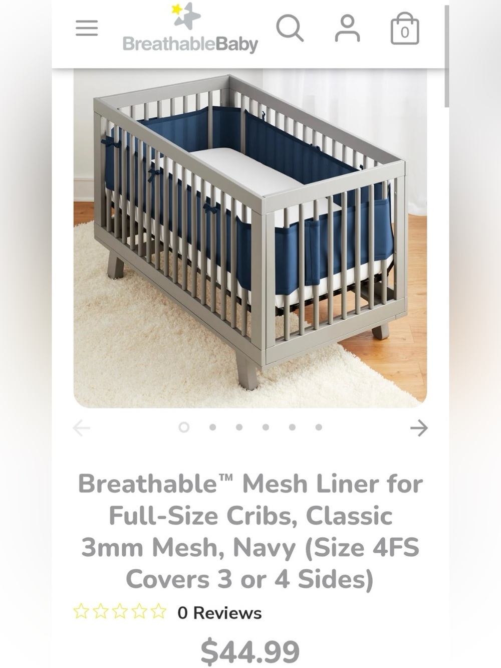 Navy Breathable Mesh Crib Liner